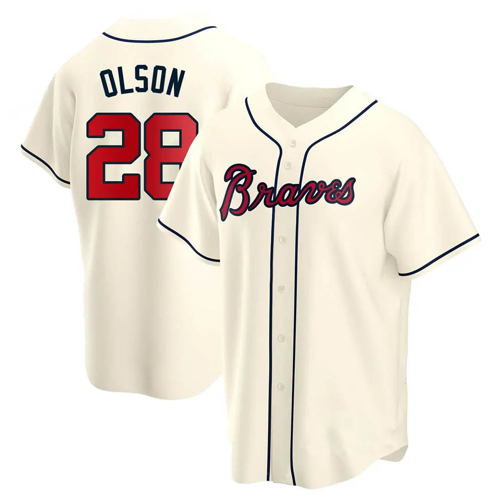 Fenge A.Braves #28 Matt Olson Player Cream Replica Alternate Stitched Jerseys
