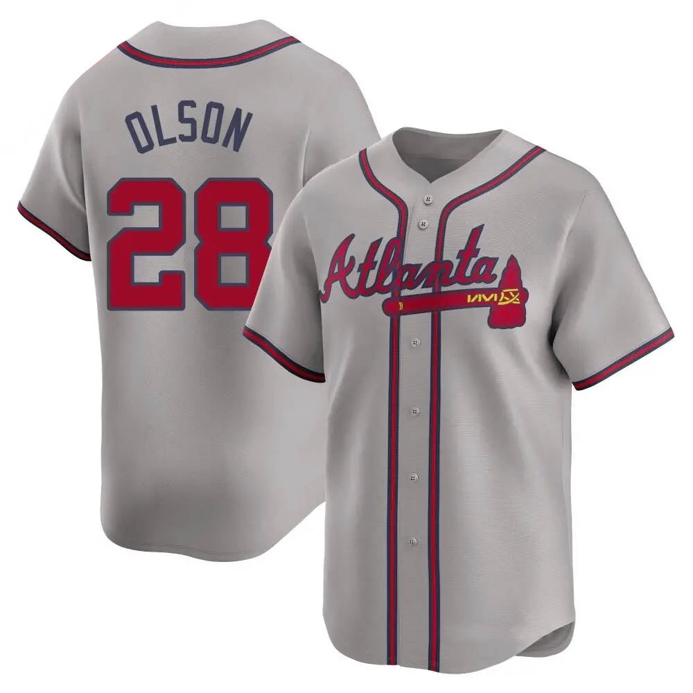 Fenge A.Braves #28 Matt Olson Player Gray Limited Away Stitched Jerseys