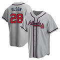 Fenge A.Braves #28 Matt Olson Player Gray Replica Road Stitched Jerseys