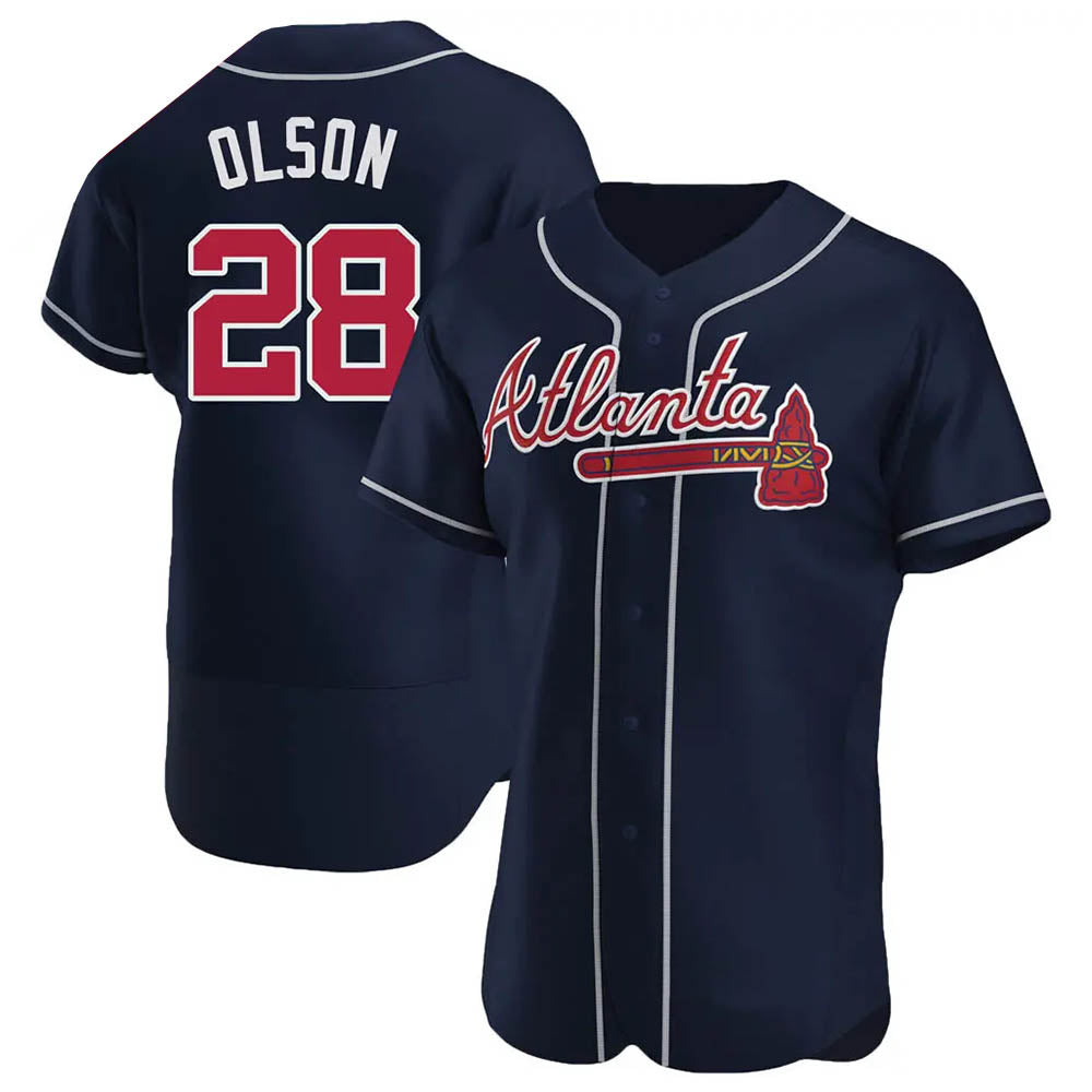 Fenge A.Braves #28 Matt Olson Player Navy Authentic Alternate Stitched Jerseys