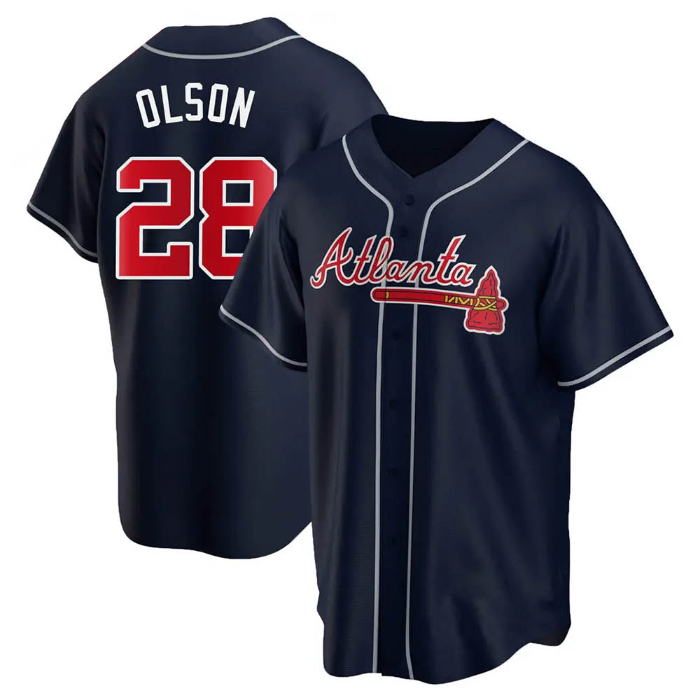 Fenge A.Braves #28 Matt Olson Player Navy Replica Alternate Stitched Jerseys