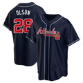 Fenge A.Braves #28 Matt Olson Player Navy Replica Alternate Stitched Jerseys
