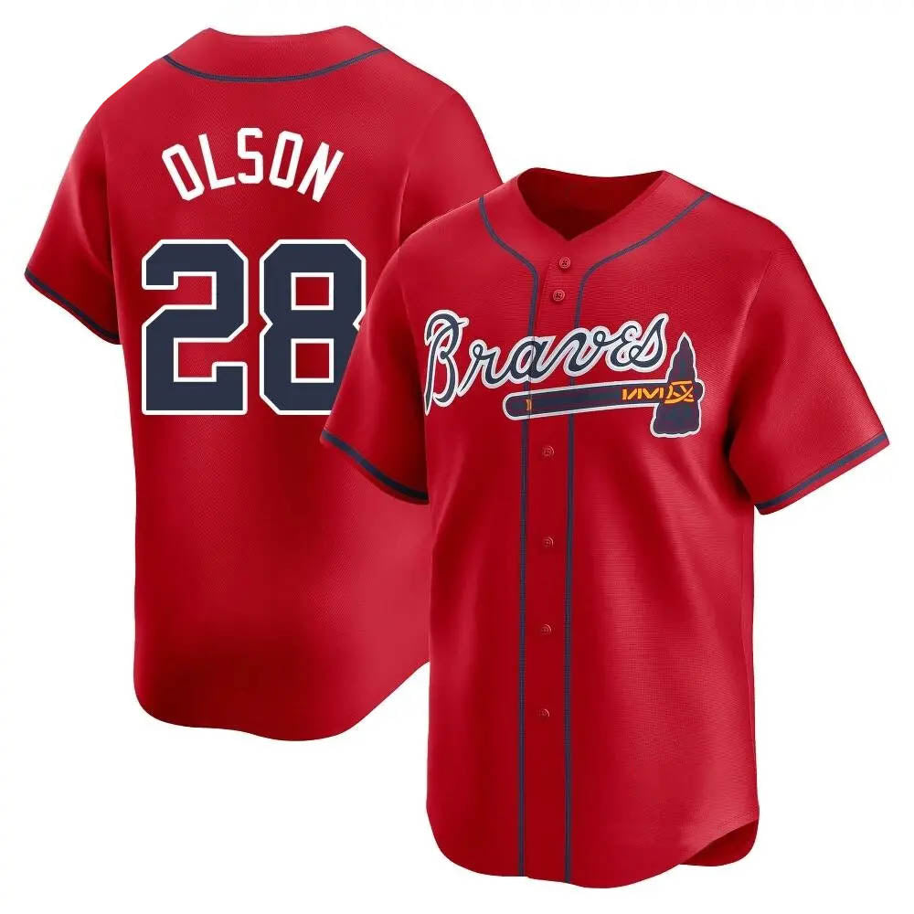 Fenge A.Braves #28 Matt Olson Player Red Limited Alternate Stitched Jerseys