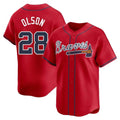 Fenge A.Braves #28 Matt Olson Player Red Limited Alternate Stitched Jerseys