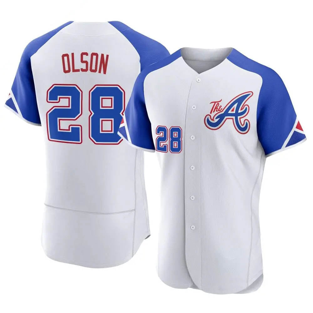 Fenge A.Braves #28 Matt Olson Player White Authentic City Connect Stitched Jerseys
