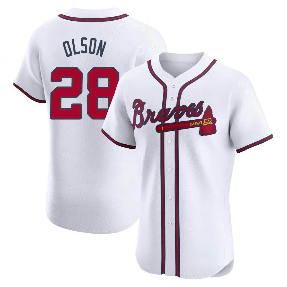 Fenge A.Braves #28 Matt Olson Player White Elite Home Stitched Jerseys