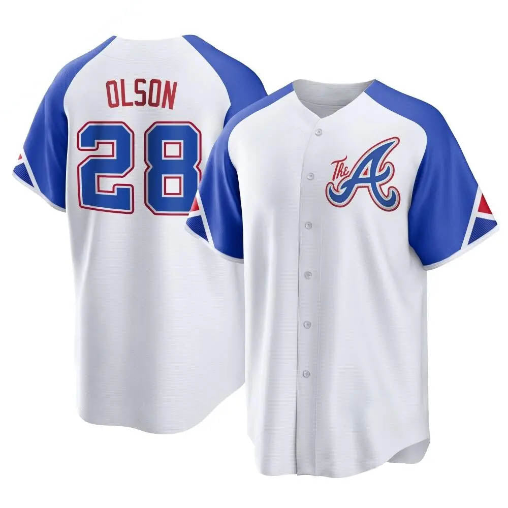 Fenge A.Braves #28 Matt Olson Player White Replica City Connect Stitched Jerseys