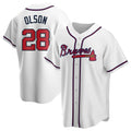 Fenge A.Braves #28 Matt Olson Player White Replica Home Stitched Jerseys