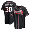 Fenge A.Braves #30 Drake Baldwin player Black Replica Fashion Out Stitched Jerseys