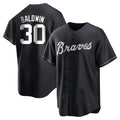 Fenge A.Braves #30 Drake Baldwin player Black&White Replica Stitched Jerseys