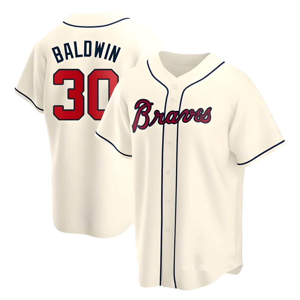 Fenge A.Braves #30 Drake Baldwin player Cream Replica Alternate Stitched Jerseys