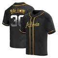 Fenge A.Braves #30 Drake Baldwin player Gold Replica Black en Alternate Stitched Jerseys