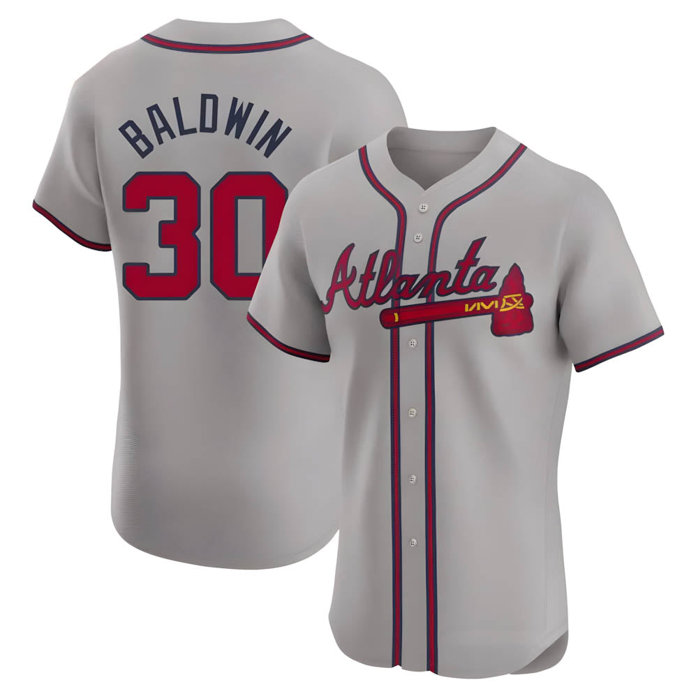 Fenge A.Braves #30 Drake Baldwin player Gray Elite Road Stitched Jerseys