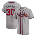 Fenge A.Braves #30 Drake Baldwin player Gray Elite Road Stitched Jerseys