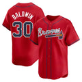 Fenge A.Braves #30 Drake Baldwin player Red Limited Alternate Stitched Jerseys