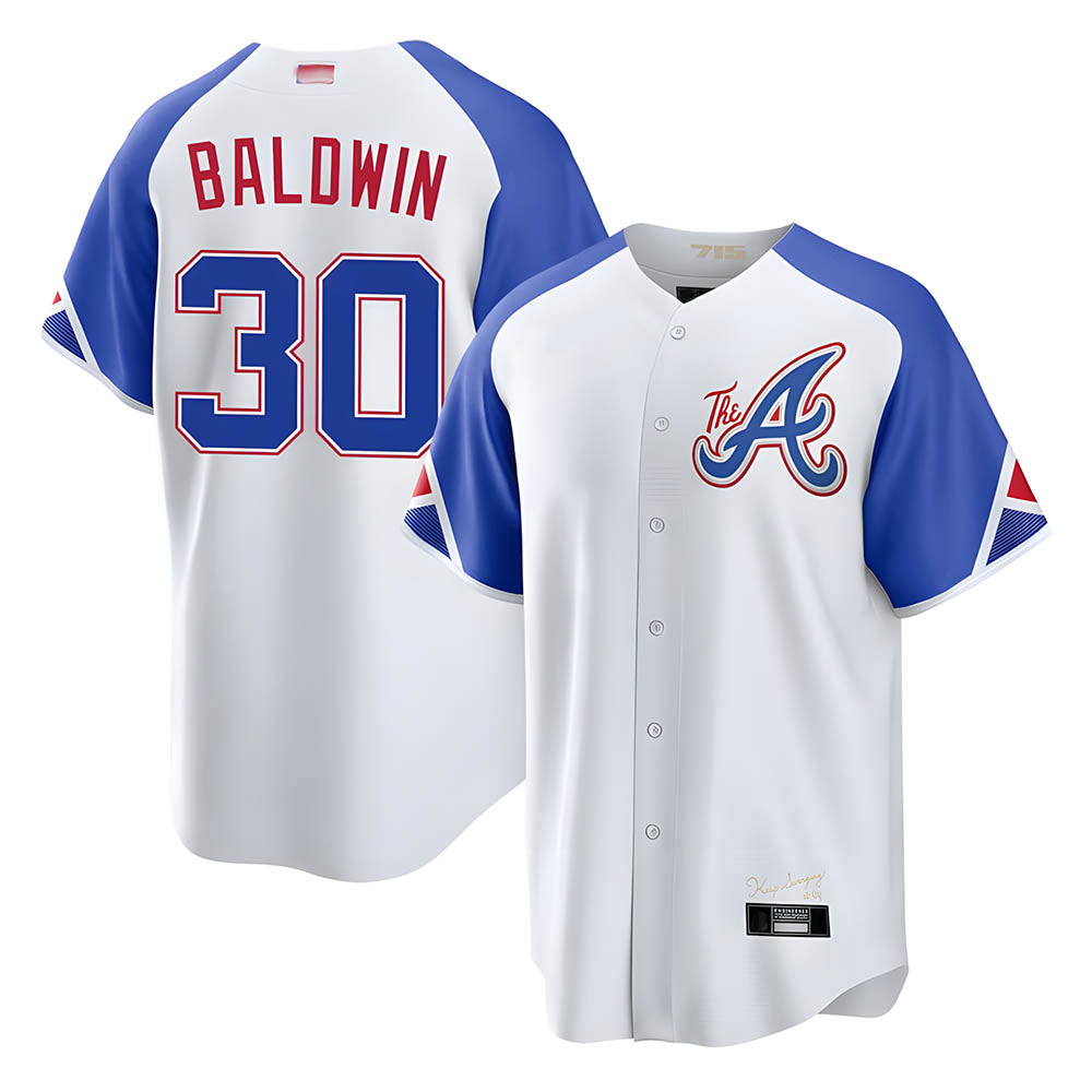 Fenge A.Braves #30 Drake Baldwin player White City Connect Stitched Jerseys