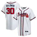 Fenge A.Braves #30 Drake Baldwin player White Home Replica Stitched Jerseys
