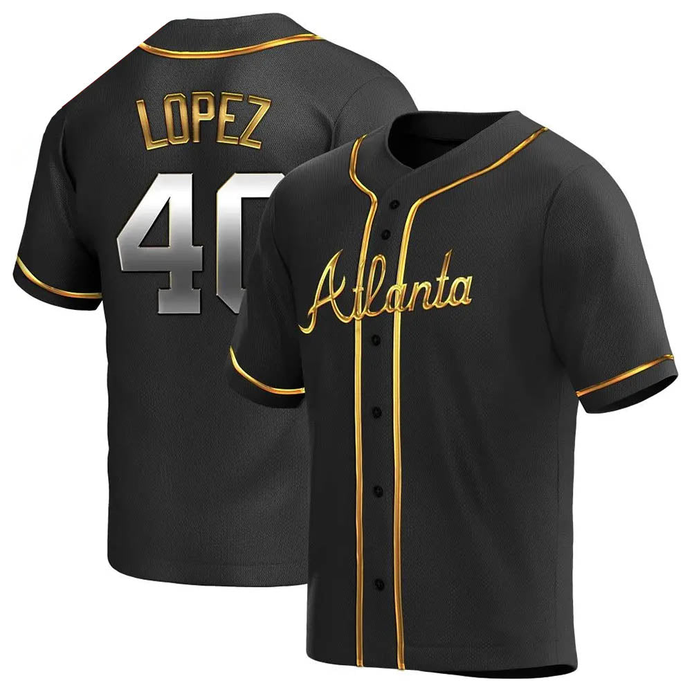 Fenge A.Braves #40 Reynaldo Lopez player Black & Gold Replica en Alternate Stitched Jerseys