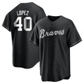 Fenge A.Braves #40 Reynaldo Lopez player Black&White Replica Stitched Jerseys