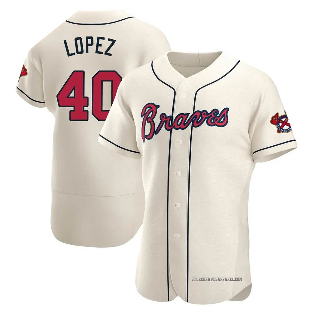 Fenge A.Braves #40 Reynaldo Lopez player Cream Authentic Alternate Stitched Jerseys