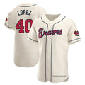 Fenge A.Braves #40 Reynaldo Lopez player Cream Authentic Alternate Stitched Jerseys