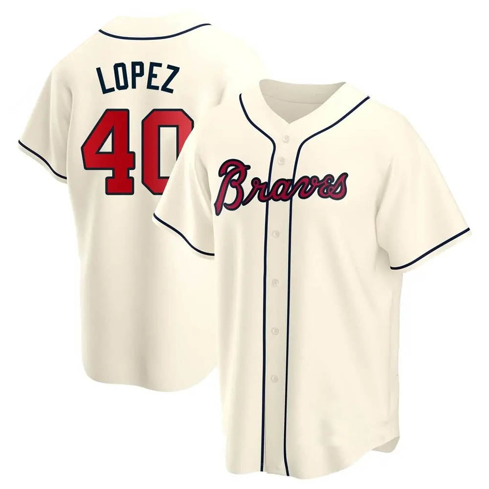Fenge A.Braves #40 Reynaldo Lopez player Cream Replica Alternate Stitched Jerseys