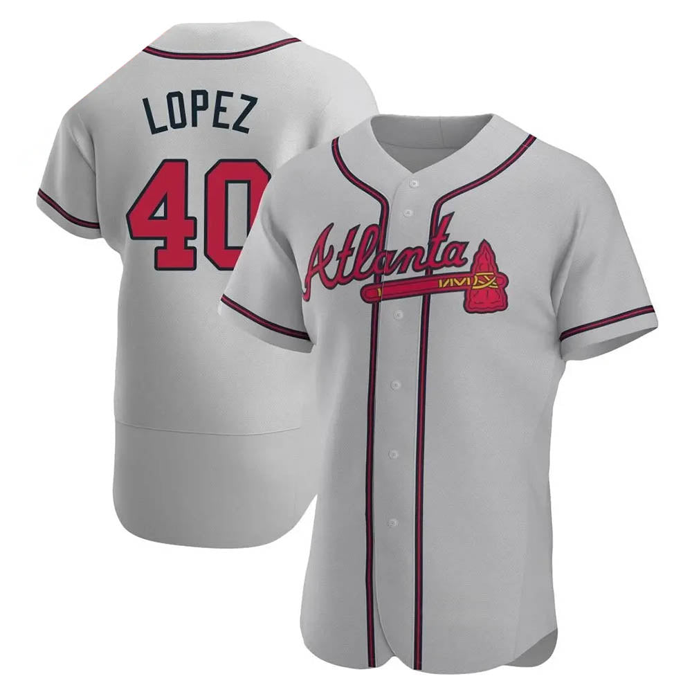 Fenge A.Braves #40 Reynaldo Lopez player Gray Authentic Road Stitched Jerseys