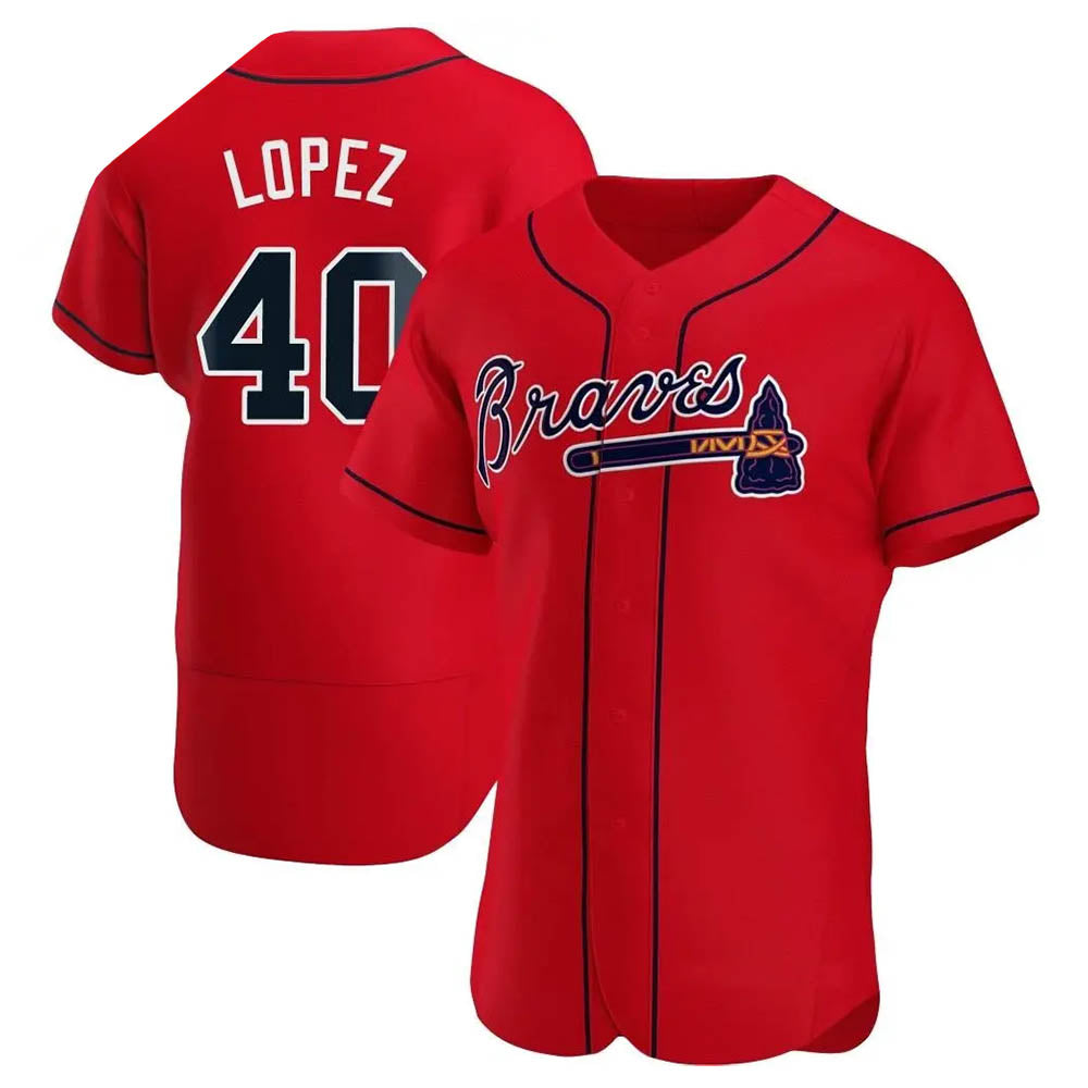 Fenge A.Braves #40 Reynaldo Lopez player Red Authentic Alternate Stitched Jerseys