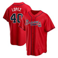 Fenge A.Braves #40 Reynaldo Lopez player Red Replica Alternate Stitched Jerseys