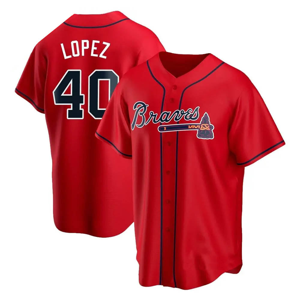 Fenge A.Braves #40 Reynaldo Lopez player Red Replica Alternate Stitched Jerseys