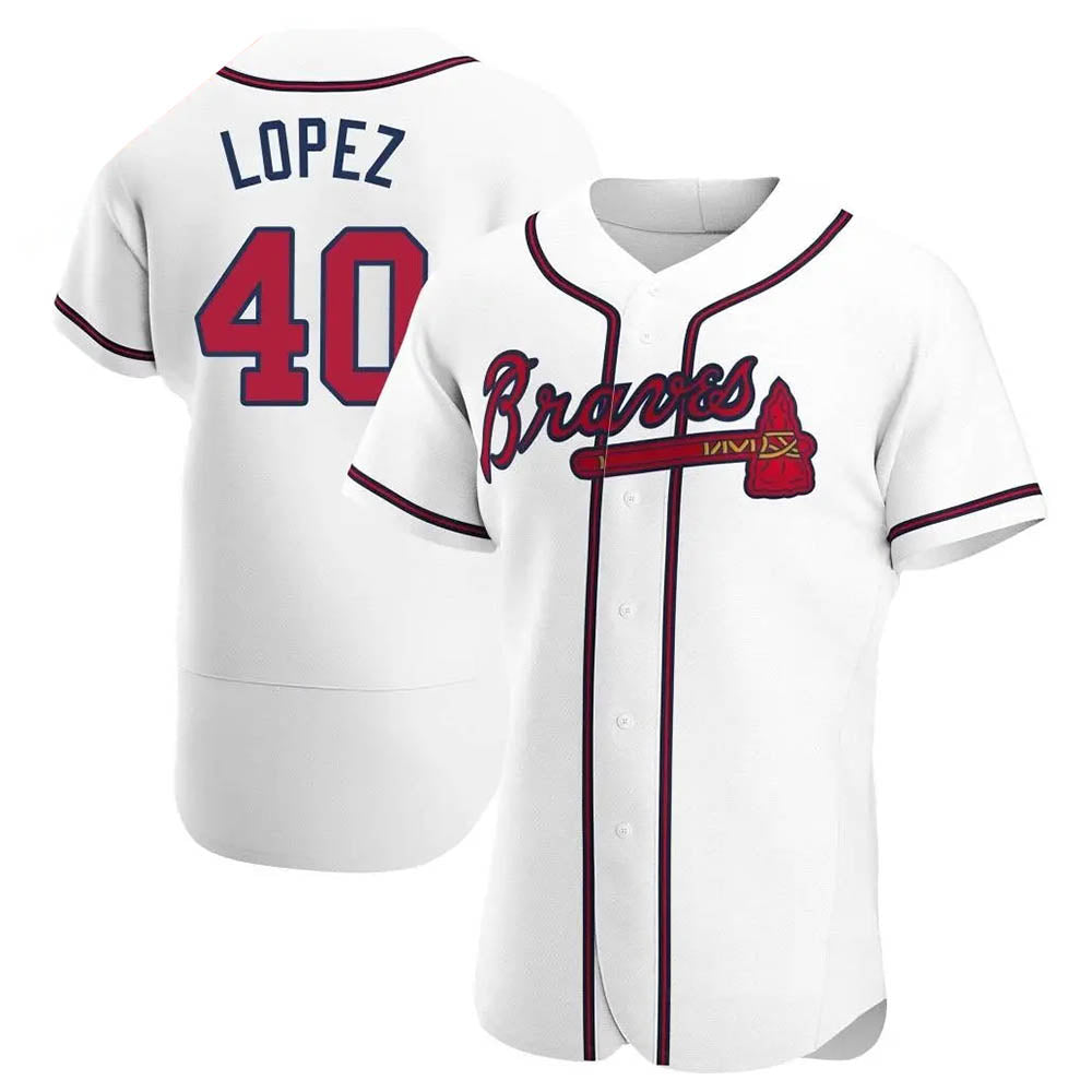 Fenge A.Braves #40 Reynaldo Lopez player White Authentic Home Stitched Jerseys