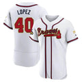 Fenge A.Braves #40 Reynaldo Lopez player White&Gold Authentic Program Stitched Jerseys