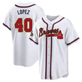 Fenge A.Braves #40 Reynaldo Lopez player White&Gold Replica Program Stitched Jerseys