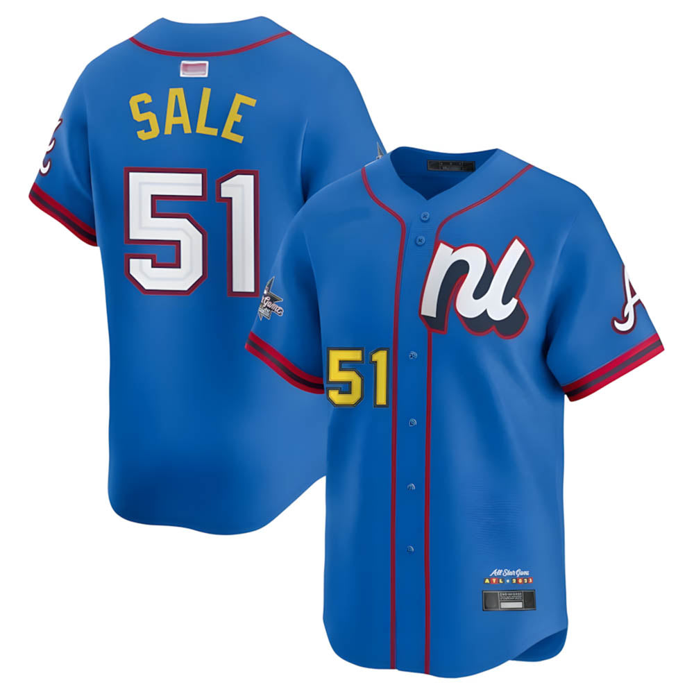 Fenge A.Braves #51 Chris Sale Player Blue National League Limited Stitched Jerseys