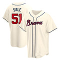 Fenge A.Braves #51 Chris Sale Player Cream Alternate Replica Stitched Jerseys