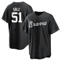 Fenge A.Braves #51 Chris Sale Player White&Black Replica Stitched Jerseys