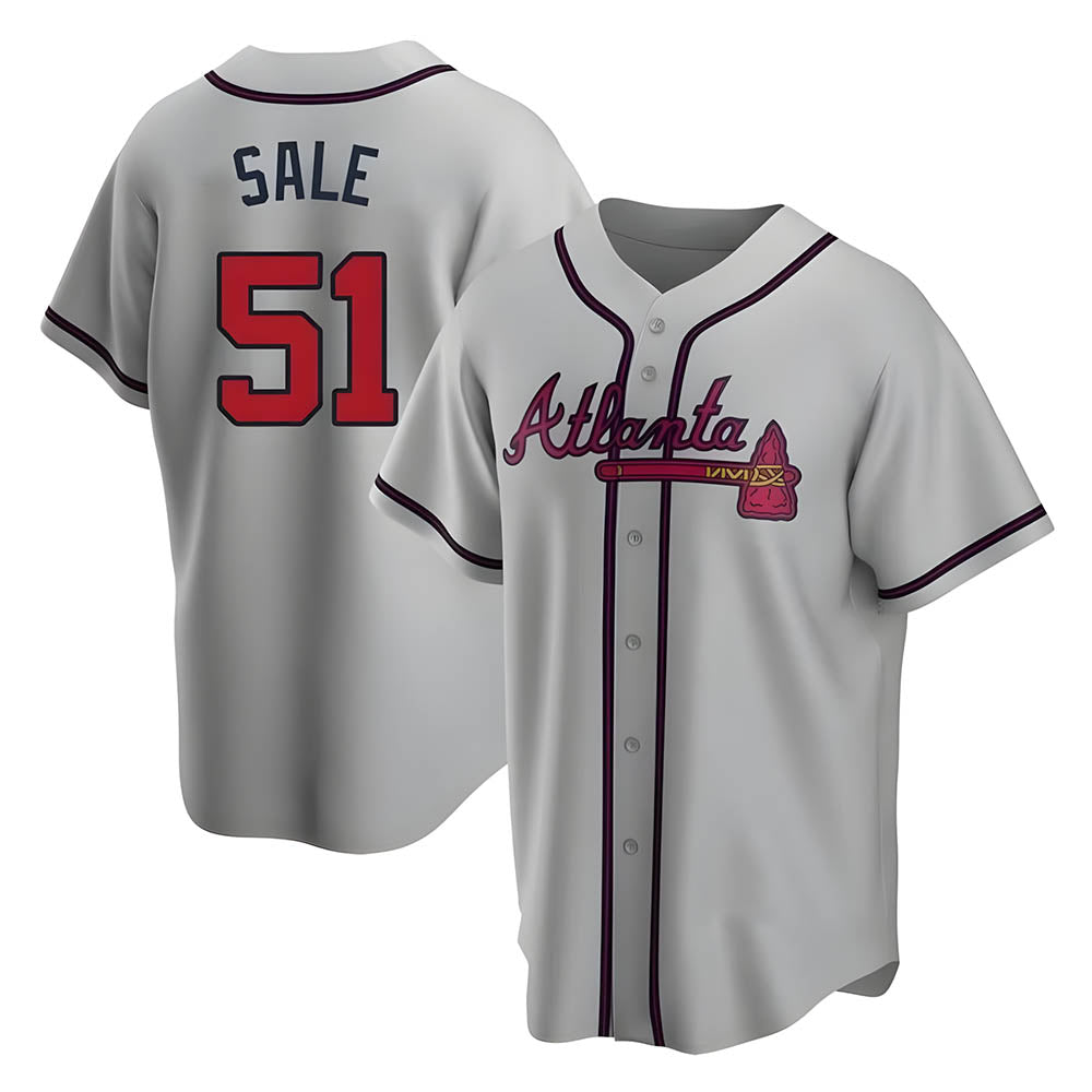Fenge A.Braves #51 Chris Sale Player Gray City Connect Stitched Jerseys