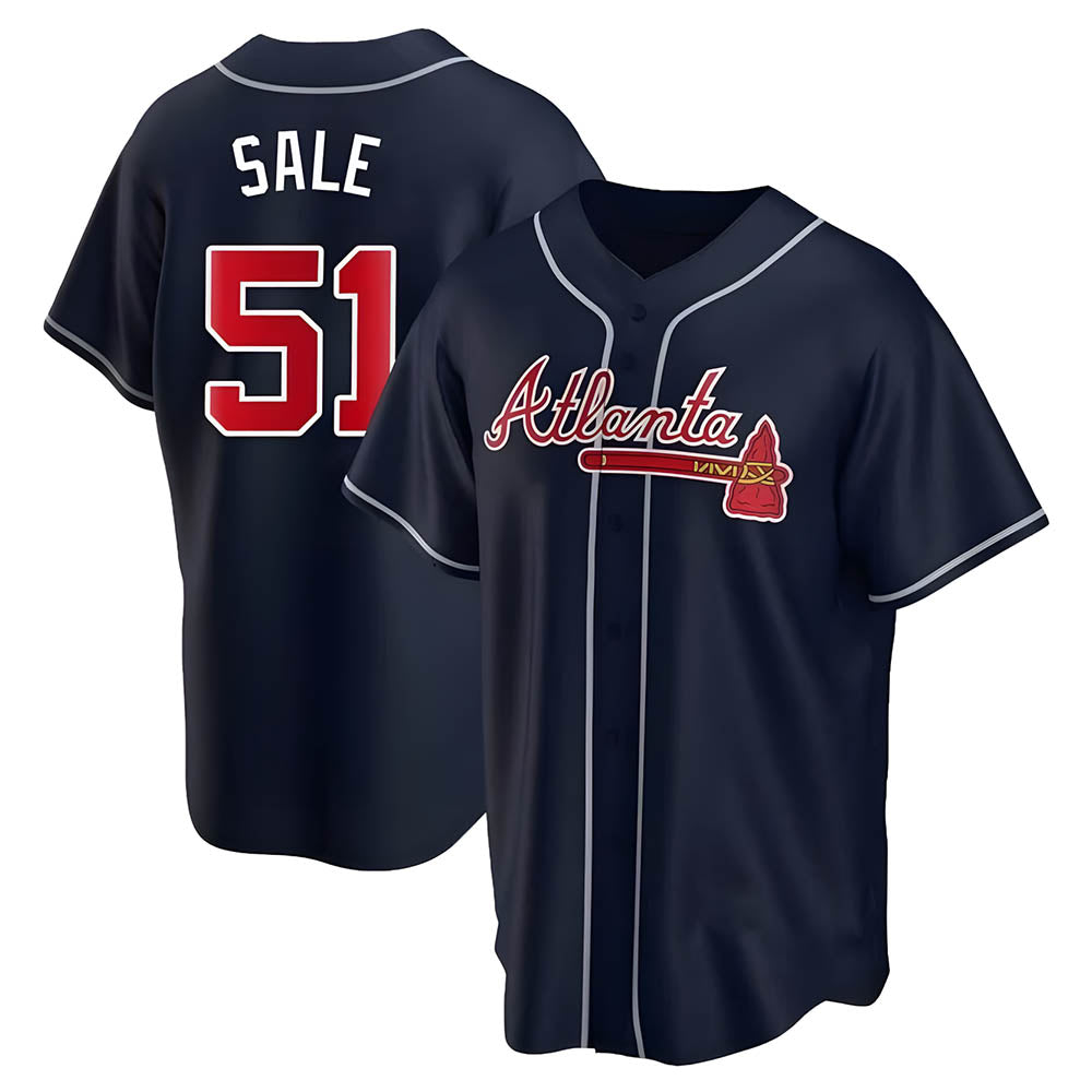 Fenge A.Braves #51 Chris Sale Player Navy City Connect Stitched Jerseys