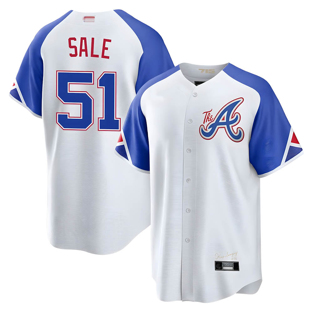 Fenge A.Braves #51 Chris Sale Player White City Connect Limited Stitched Jerseys