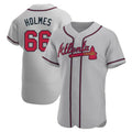 Fenge A.Braves #66 Grant Holmes Player Gray Authentic Road Stitched Jerseys