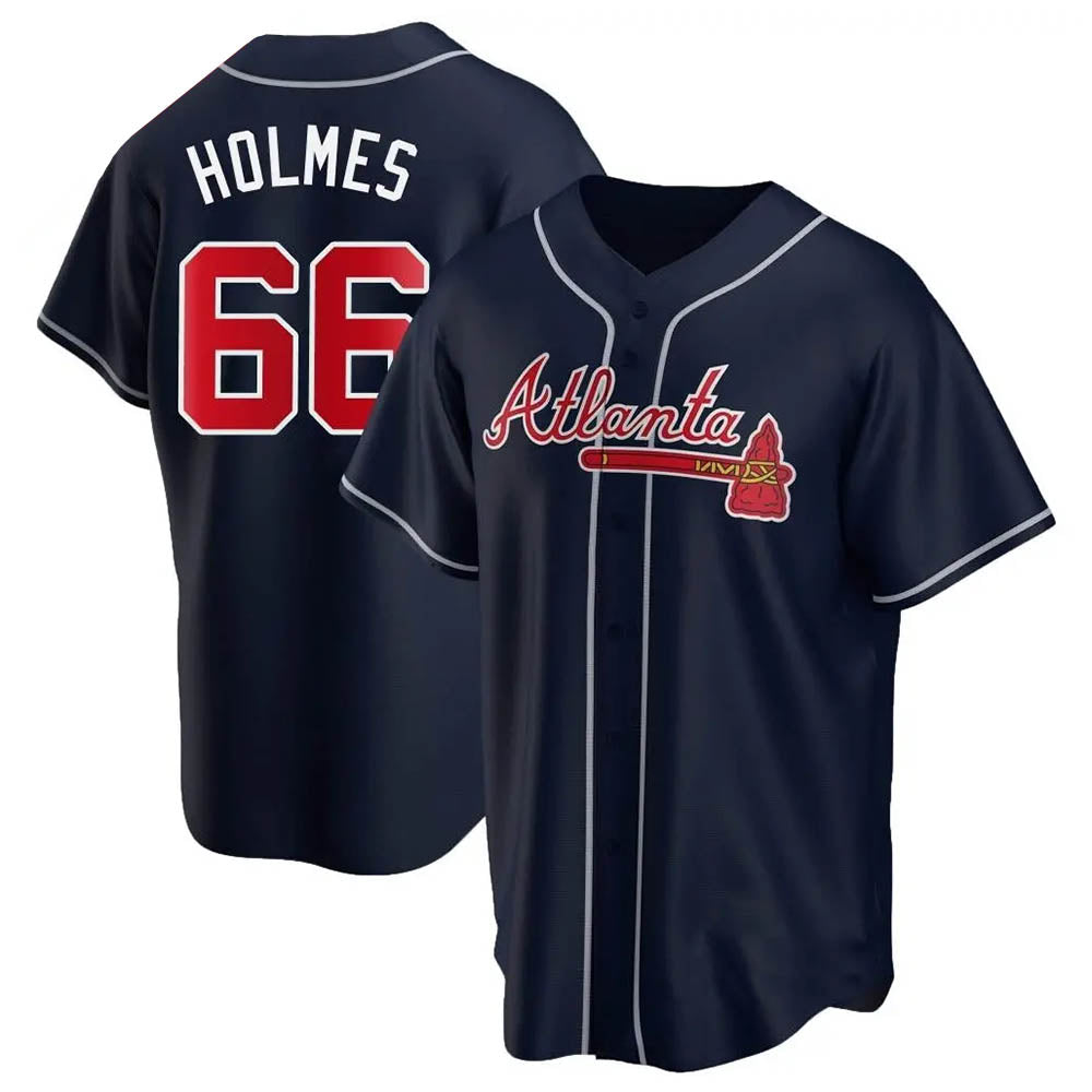Fenge A.Braves #66 Grant Holmes Player Navy Replica Alternate Stitched Jerseys