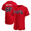 Fenge A.Braves #66 Grant Holmes Player Red Authentic Alternate Stitched Jerseys