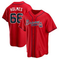 Fenge A.Braves #66 Grant Holmes Player Red Replica Alternate Stitched Jerseys