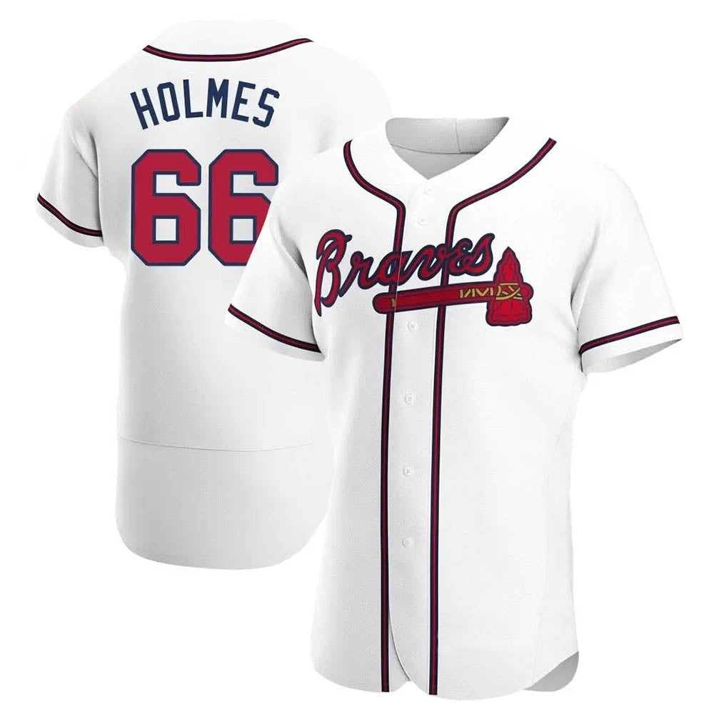 Fenge A.Braves #66 Grant Holmes Player White Authentic Home Stitched Jerseys