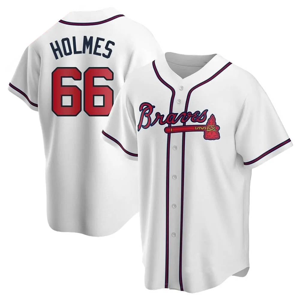 Fenge A.Braves #66 Grant Holmes Player White Replica Home Stitched Jerseys