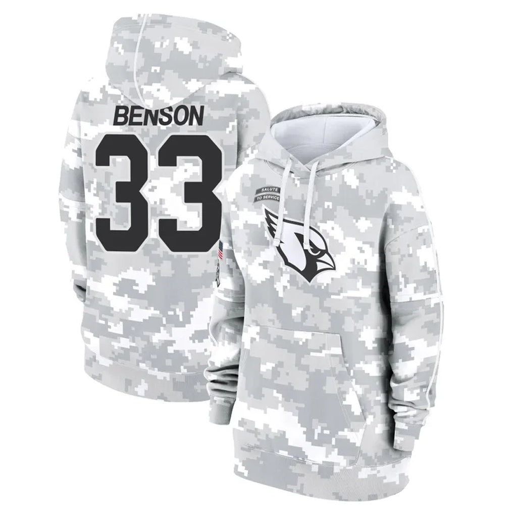 Fenge A.Cardinals #33 Trey Benson Player Arctic Camo Salute to Service Hoodies Stitched Jerseys