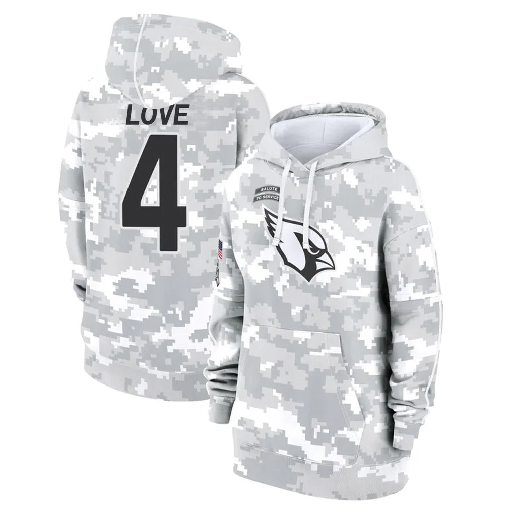Fenge A.Cardinals #4 Jeremiyah Love Player Arctic Camo Salute to Service Hoodies Football Jerseys