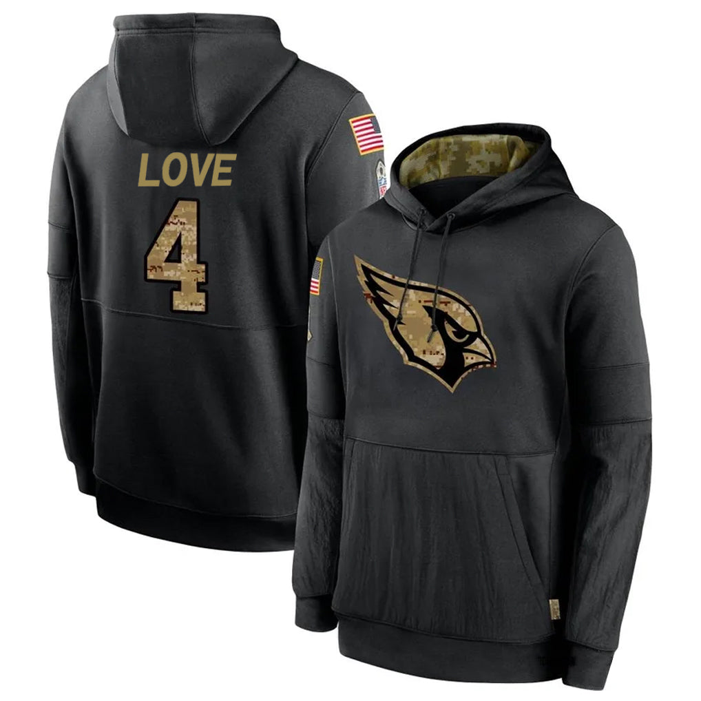 Fenge A.Cardinals #4 Jeremiyah Love Player Black Salute to Service Limited Hoodies Football Jerseys