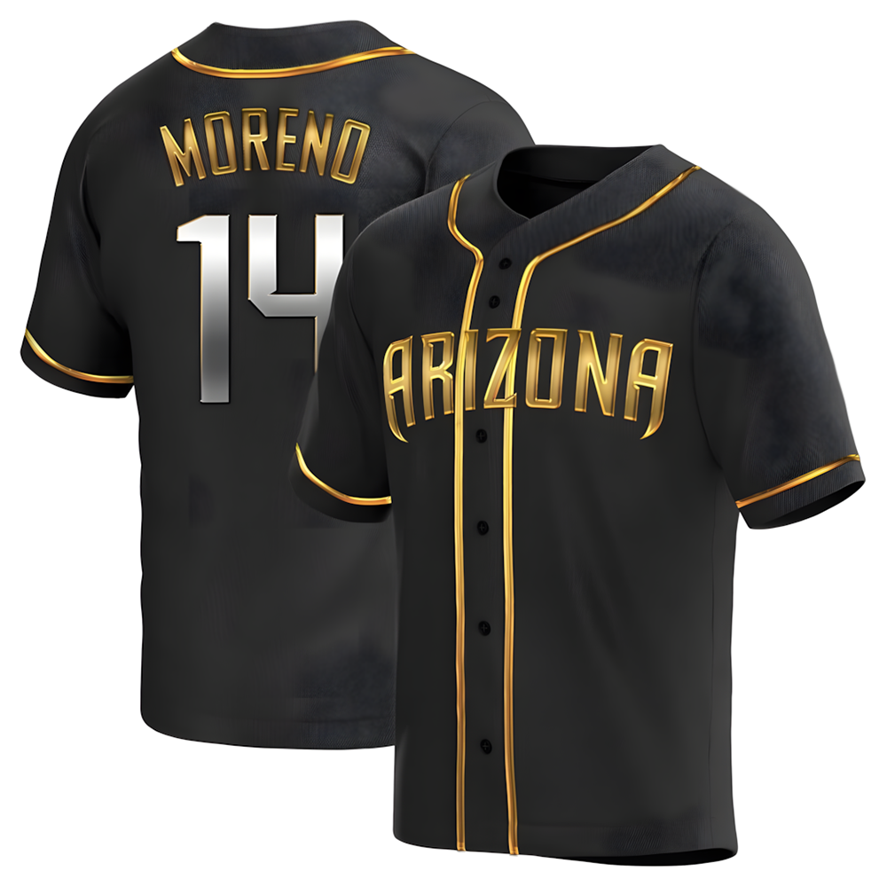 Fenge A.Diamondbacks #14 Gabriel Moreno Player Black Golden Replica Alternate Stitched Jerseys