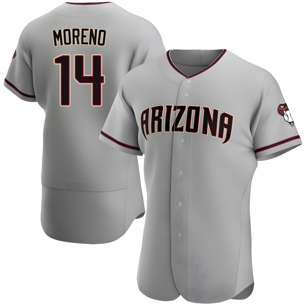 Fenge A.Diamondbacks #14 Gabriel Moreno Player Gray Authentic Road Stitched Jerseys
